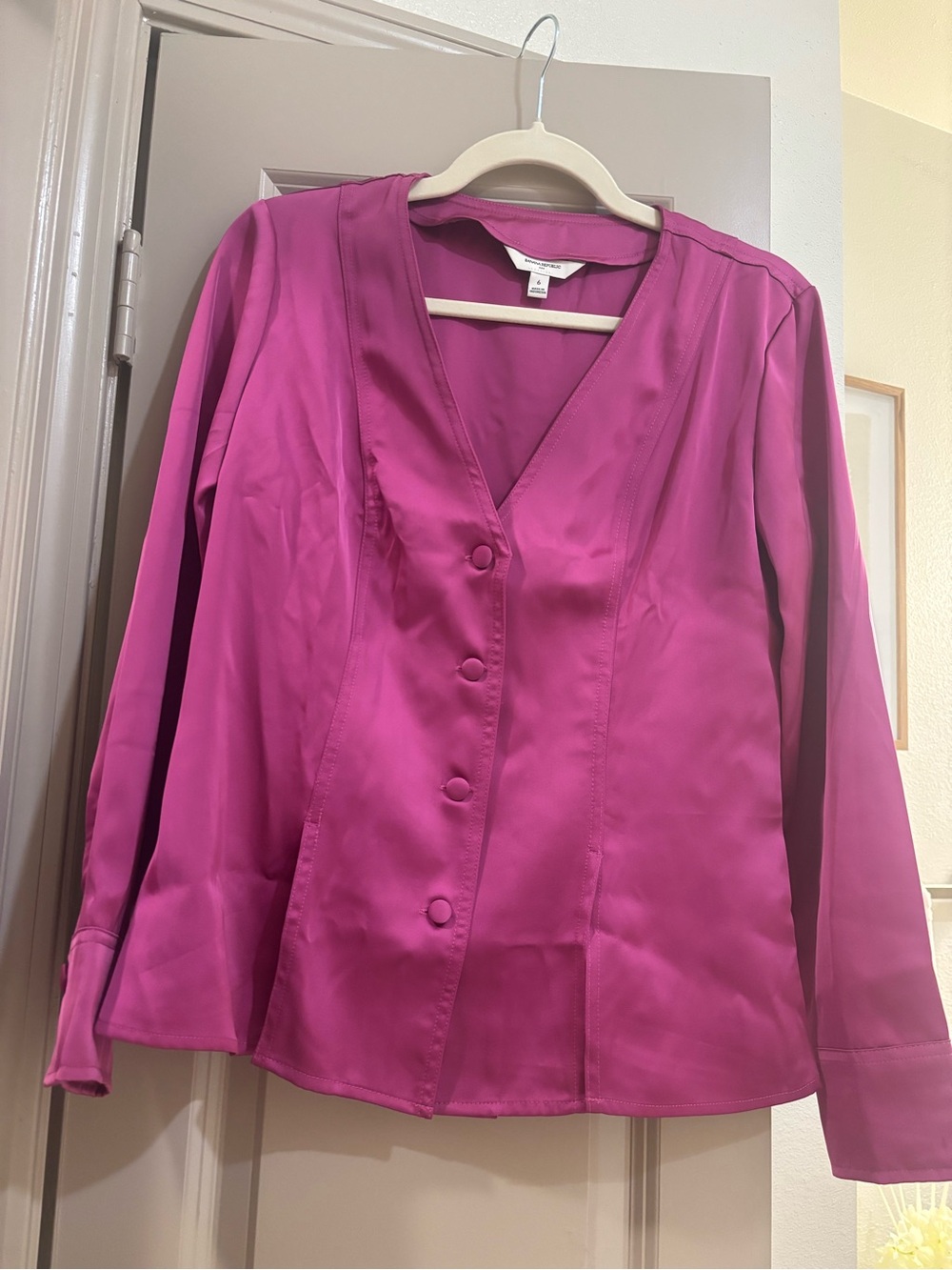 Banana Republic Fuchsia Button-Front Blouse